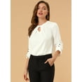 thumbnail image 2 of DARING DIVA Round Neck Keyhole Pleated Shirred Work Top 2XL White, 2 of 6