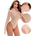 thumbnail image 3 of DARING DIVA Women's Mesh Tight High Neck Slimming Tummy Control Bodysuit 3XL Beige, 3 of 5