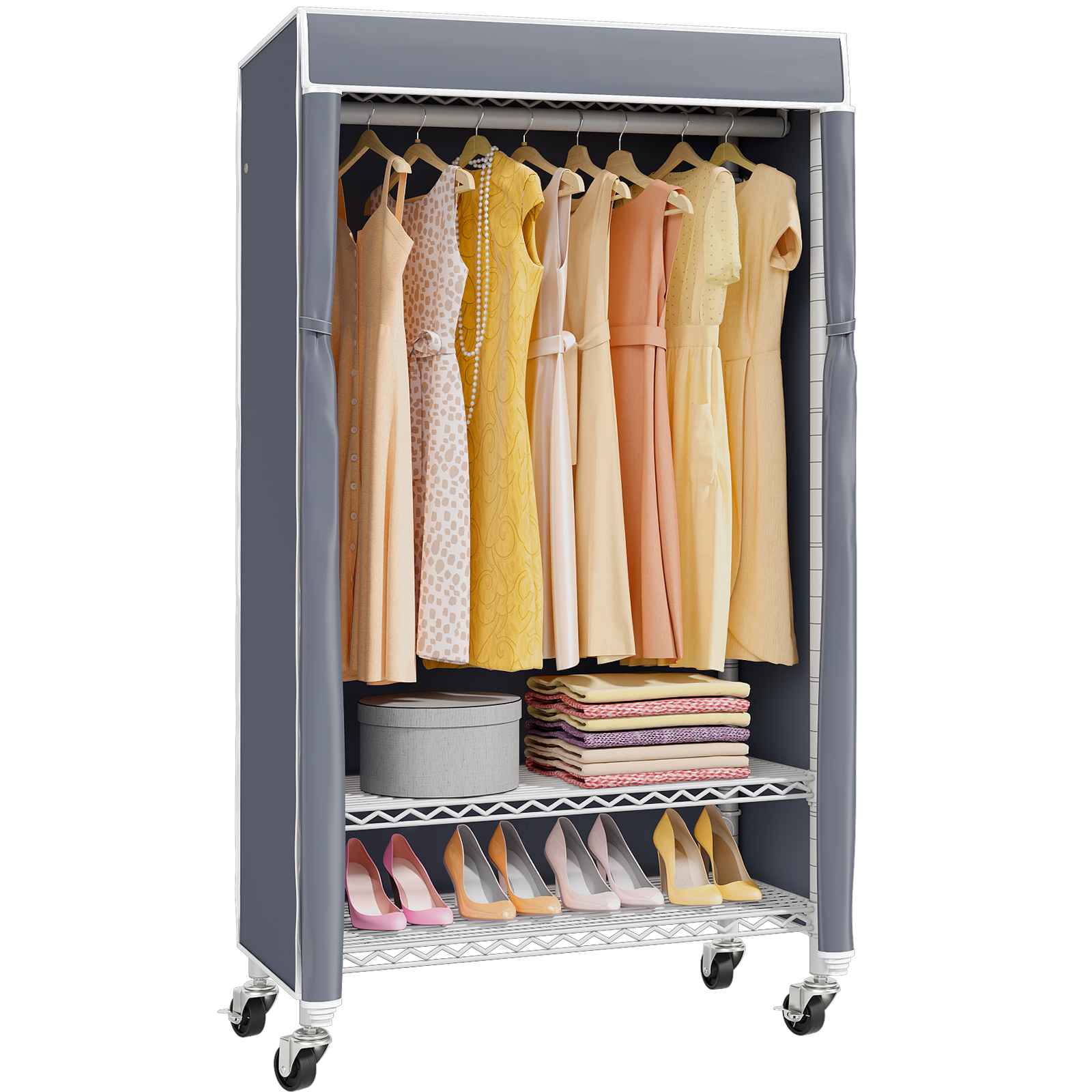 VIPEK R1C Plus Rolling Clothes Rack With Cover Portable Closet, White ...