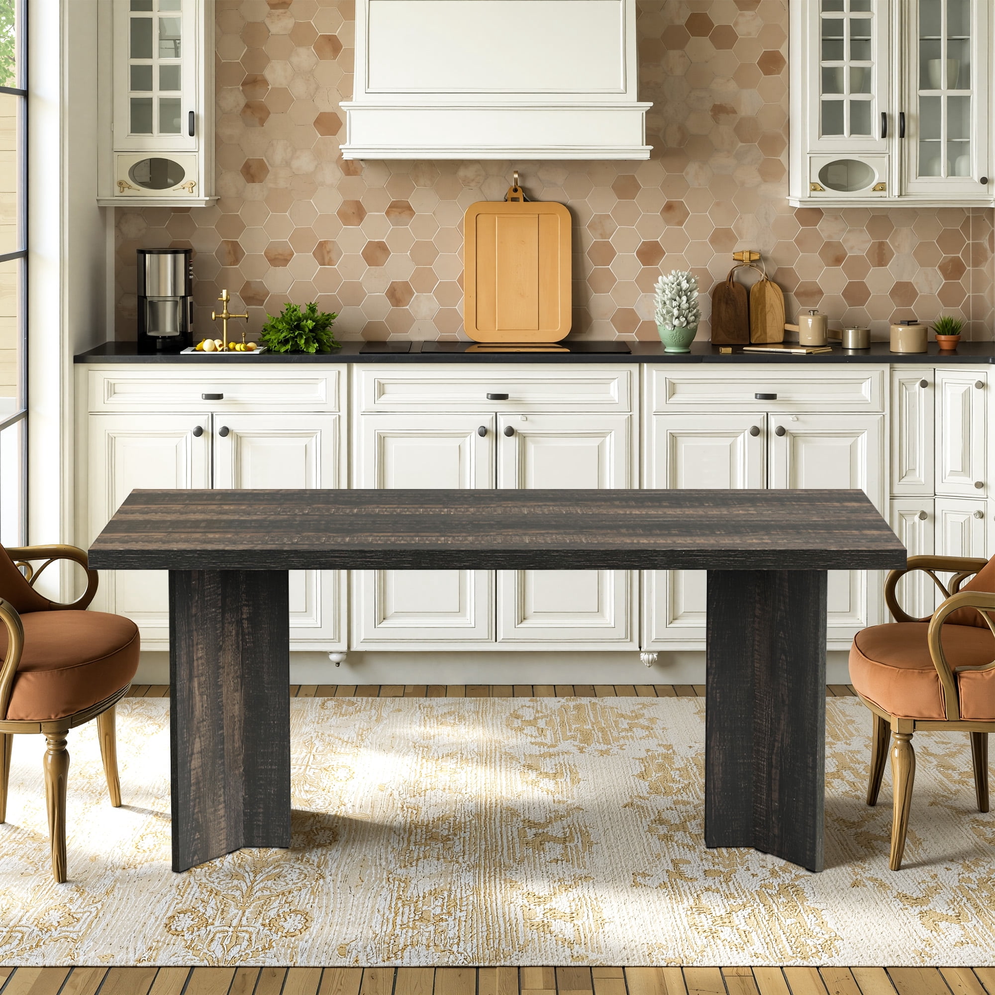 MAYEERTY 63 Inch Farmhouse Kitchen Table Multi-Use Desk with 300lbs Capacity & Easy Assembly