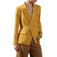 thumbnail image 4 of INSPIRE CHIC Women's Spring Office Double Breasted Long Sleeve Notch Lapel Blazer S Yellow, 4 of 5