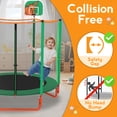 thumbnail image 4 of KOFUN 66" Trampoline for Kids with Enclosure, 5.5FT Indoor & Outdoor Toddler Trampoline with Basketball Hoop, Small Trampoline for Boys and Girls Ages 1-8, 600lbs Capacity, Green, 4 of 7