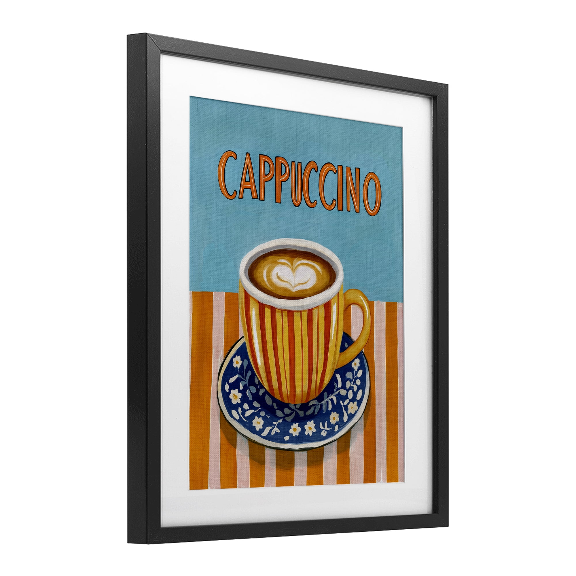 Stupell Industries Cappuccino Stripes Blue & Orange Black Framed Print Under Glass, design by Yen