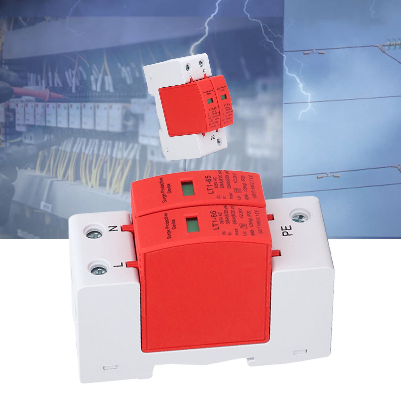 Pararrayos contra sobretensiones domésticos 2P 65KA 36MM Protector de ...