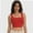 Red, variant on Women's Square Neck Sleeveless Crop Tops Cute Double Layer Seamless Slim Fit Tank Tops