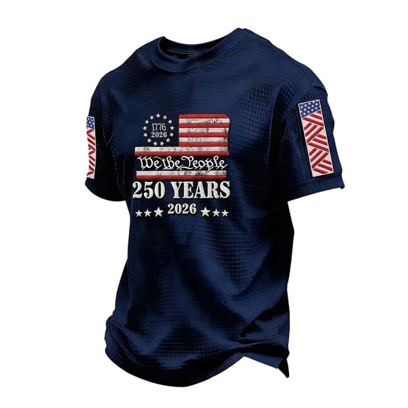 WAYUTE Men's 250th Anniversary USA Shirt National Flag Patriotic Tee Casual Everyday Comfort Stylish 4th of July T-Shirts