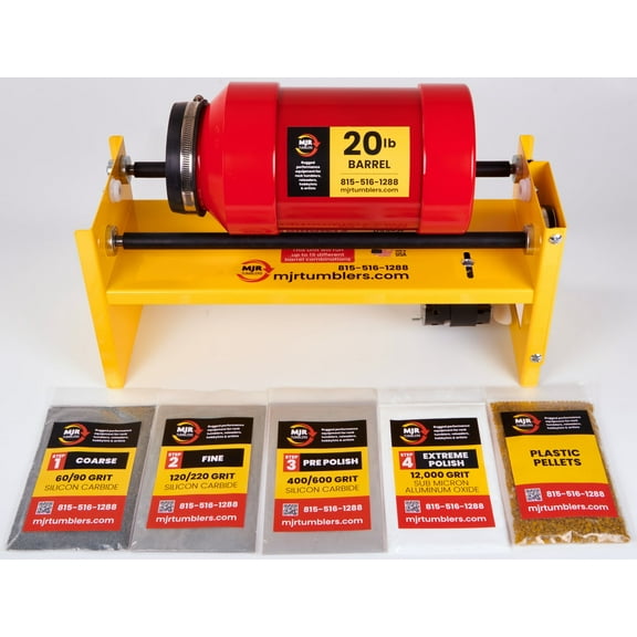 20lb Large Base Rotary Rock Tumbler w Grit Kit MJR TUMBLERS Winner Best High End Unit 2019, 20 & 2021