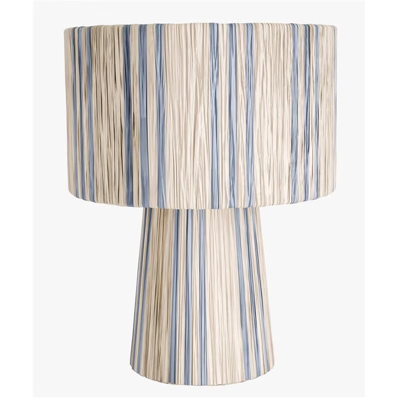 Mainstays 10 Inch Natural Raffia Accent Lamp with Blue and White Stripes