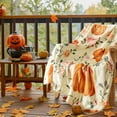 thumbnail image 6 of Throw Blanket Fall Blanket for Couch Halloween Fleece Blanket with Yellow Pumpkins and Flowers Pattern Cozy Blankets for Bed Autumn Soft Blanket for Thanksgiving, 50x60 Inches, 6 of 6