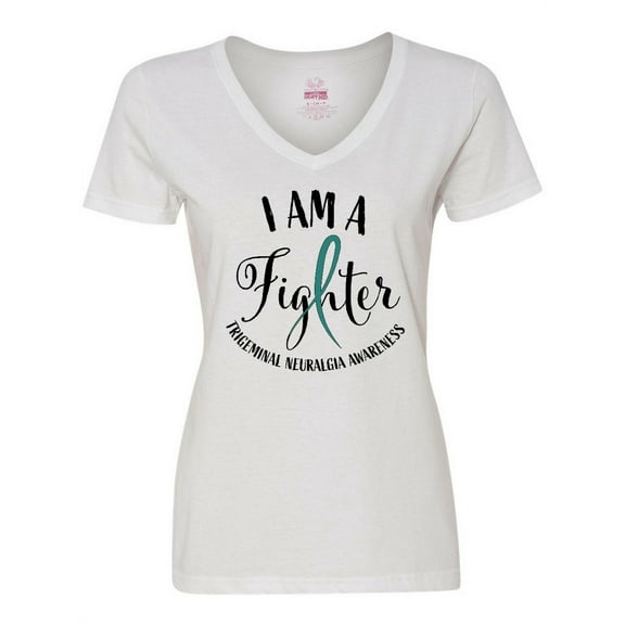Inktastic Trigeminal Neuralgia Awareness I Am a Fighter Women's V-Neck T-Shirt