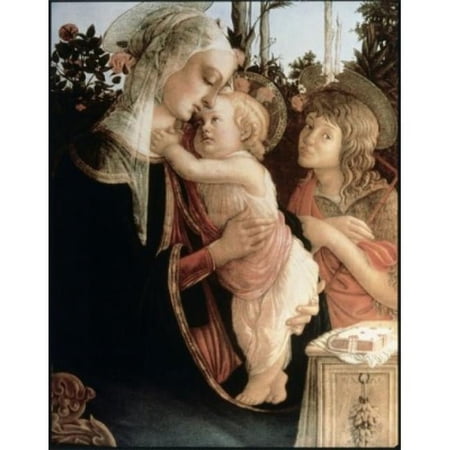 Madonna of the Rosegarden No. 2 with St John Baptist 1468-9 Sandro Botticelli 1444-1510 Italian Tempera on Wood Panel Musee du Louvre Paris France Poster Print - 18 x 24 in.