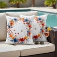 thumbnail image 2 of Outdoor Pillow Cover Colorful Flower Butterfly Set of 2 Waterproof Throw Pillowcases Watercolor Wreath Decorative Patio Furniture Pillows for Couch Garden Indoor & Outdoor Use, 2 of 9