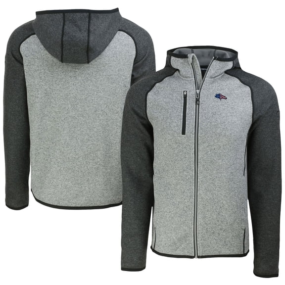 Men's Cutter & Buck Heather Gray/Heather Charcoal Denver Broncos Americana Mainsail Full-Zip Hooded Jacket