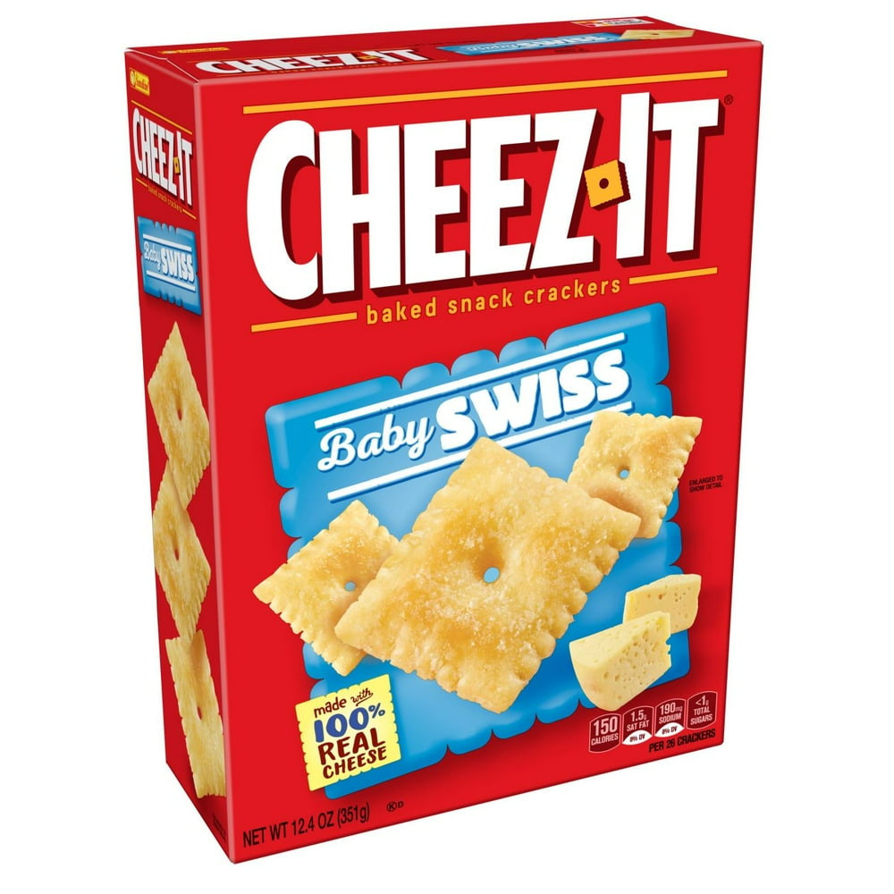 CheezIt, Baked Snack Cheese Crackers, Baby Swiss,12.4 Oz
