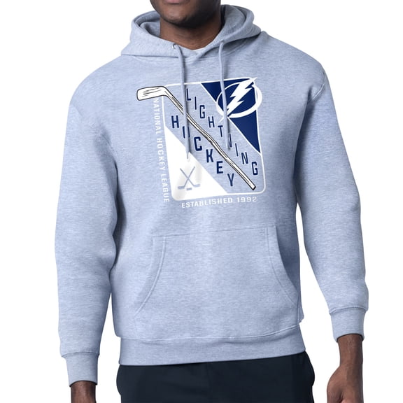 Men's Starter Heather Gray Tampa Bay Lightning Shield Logo Pullover Hoodie
