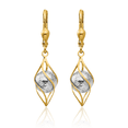 thumbnail image 5 of 14K Solid Two Tone Gold Drop Dangle Earrings, 5 of 10