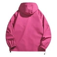 thumbnail image 5 of Womens Waterproof Rain Jacket Lightweight Zip Up Hooded Trench Coat Loose Fit Packable Windbreaker Hot Pink XL, 5 of 7
