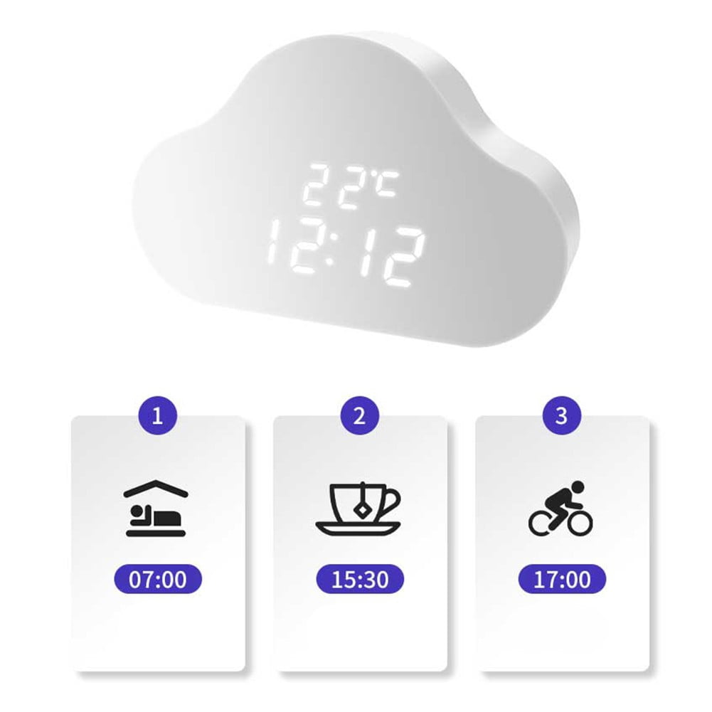 AA14 New Cloud Alarm Clock Student Calendar Luminous LED Voice USB Digital Clock