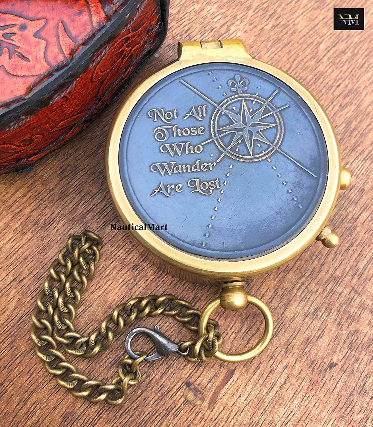 Brass Engraved Compass Directional Pocket Working Compass with Stamped Leather Case Personalized Gift for Anniversary, Birthday, Love, Sorry, Valentines Day, Keepsakes, Old Memories, Love Momentos