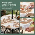 thumbnail image 5 of Round Outdoor Tablecloth with Umbrella Hole and Zipper, Brown Leaves Tablecloth with Elastic Waterproof, Summer Farmhouse Botanical Leaf Branch Patio Table Covers for 45" - 54" Picnic Pool Tables, 5 of 9