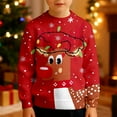 thumbnail image 2 of Byoo Little Boys Christmas Sweatshirt Reindeer Graphic Knit Long Sleeve Crewneck Pullover Top Kids Winter Holiday Xmas Shirt, 2 of 5