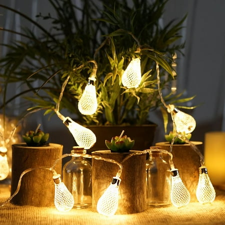 Led Battery Operated Timer String Lights Warm White Efavormart 6 FT10 Warm White LED Silver Mesh Teardrop Battery Operated String Fairy Lights ()