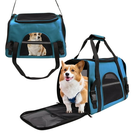 Collapsible Car Travel Pet Carrier17*9*11in  Cat carrier crossbody pet bag travel pet tote 11 lb Limit Multi colour(pink black blue)