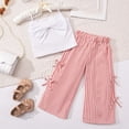 thumbnail image 4 of Fesfesfes Childrens Cute Sleeveless Top Stripe Pants Set Toddler Wide Leg Pants Trousers Round Neck Tank Top Shirt Outfit Summer Casual Short Sleeve Blouse Two Piece Set for Kids(Pink,2-3 Years), 4 of 8