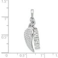 thumbnail image 2 of Sterling Silver Rhodium-Plated Polished/Textured Wish/Angel Wing Pendant (30.16 X 11.3) Made In India qc8418, 2 of 2