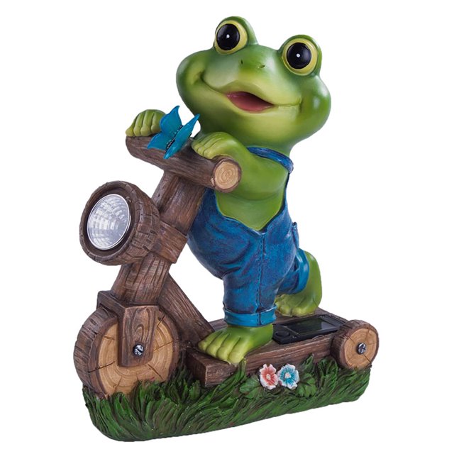 Estatua De Rana De Jardín Estatua de Animal bonita de resina, modelo de ciclismo de rana verde para decoración de Patio y césped