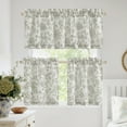 thumbnail image 6 of NICETOWN Grey Cafe Curtains for Small Window, Linen Kitchen Curtains Rod Pocket Vintage Floral Light Filtering Semi Sheer Linen Drapes for Bedroom Bathroom, 26"x24", 2 Panels, 6 of 8