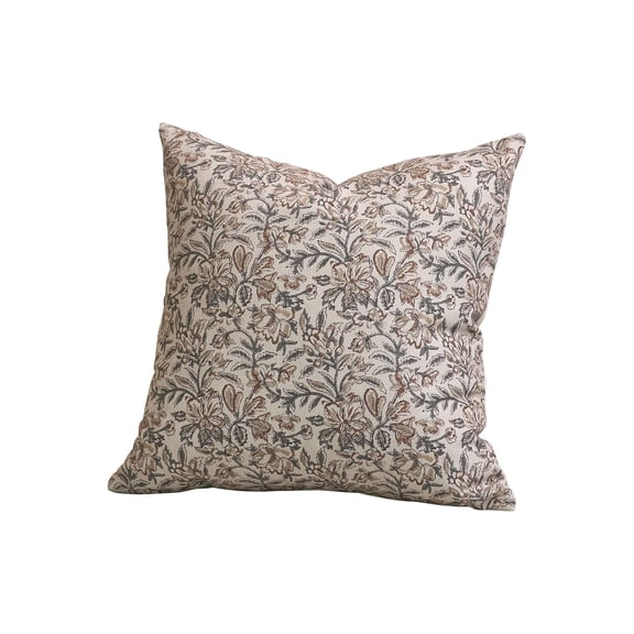 Floral Pillow Cover,Vintage Block Print Pillow Covers Decorative Pillow Covers Square Throw Pillow Cover Soft Decorative Farmhouse Couch Pillow Cover for Living Room Bedroom,1Pcs,20x20 Inch