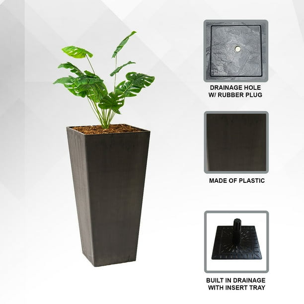 【コラソン】NEIGHBORHOOD TAPERED-S P-PLANT XBrand Modern 30-Inch Tall Square Planter, Modern Tapered
