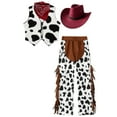 thumbnail image 2 of TiaoBug Unisex Kids Cowboys Cowgirls Role Play Fancy Outfits Carnival Party Performance Dress Up Burgundy 14, 2 of 5