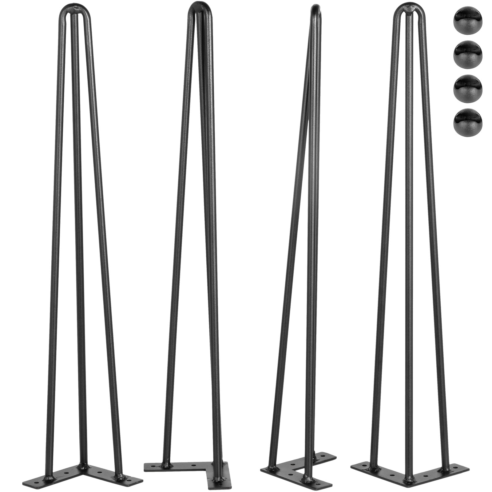 16'' Set of 4 Hairpin Coffee Table Legs 1/2" Solid Steel DIY 3 Rods Table Legs 