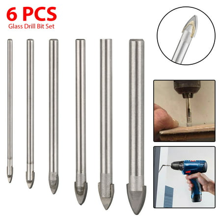 6Pcs Set (3 4 5 6 8 10 mm) Drill Bit Kit for Tile, Concrete, Brick, Glass, Plastic and Wood Tungsten Carbide Tip Best for Wall Mirror and Ceramic Tile on Concrete and Brick (Best Screws For Hardwood)