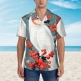 thumbnail image 2 of Sikiie Cockatoo Red Berries Print Men's Hawaiian Shirt, Summer Beach Button Pocket Short Sleeve T-Shirt,3X-Large, 2 of 7