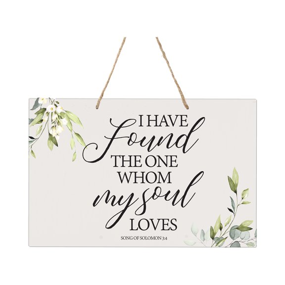 LifeSong Milestones Modern Wall Hanging Rope Sign for Wedding 8x12 - (I Have found) (Leaves)