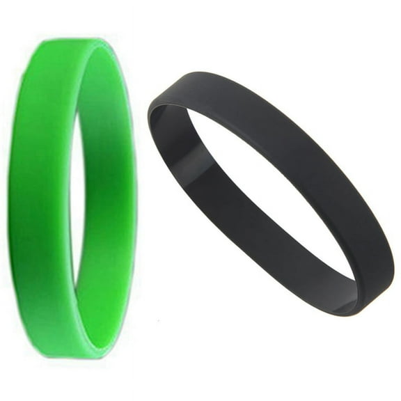 2x Fashion Silicone Rubber Elasticity Wristband Wrist Band Cuff Bracelet Bangle Black & Green