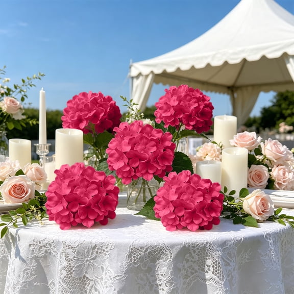 Bcylexb Artificial Flowers Hydrangea Bouquet, Realistic Bridal Handheld Bouquet Fake Flowers Faux Floral Arrangement for Vase Wedding Party Centerpiece Decor