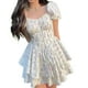 thumbnail image 4 of Vestido floral de manga corta,Vestido corto con estampado floral y mangas abullonadas para mujer Vestido floral con mangas abullonadas Uso conveniente, 4 of 11