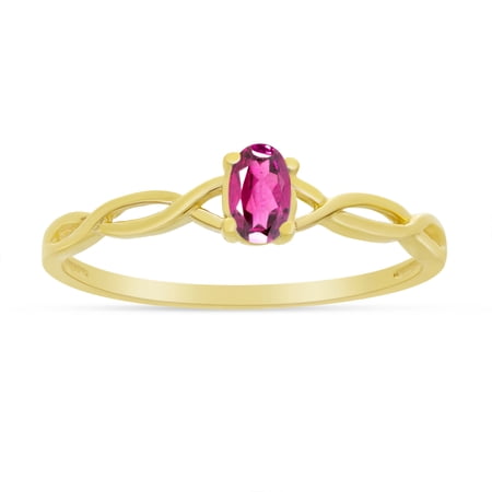14k Yellow Gold Oval Pink Topaz Ring