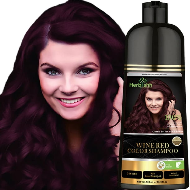 Herbishh Color Shampoo for Grey Hair AmmoniaFree, Hair Dye in Wine