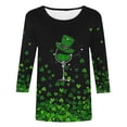 thumbnail image 5 of WZXFASHION Chandails de la Saint-Valentin pour Femmes 2025 Hauts à Manches 3/4 Chandail à Col Rond Blouse T-shirt Pailleté Liquidation T-shirt à Manches Longues pour Femmes, 5 of 5
