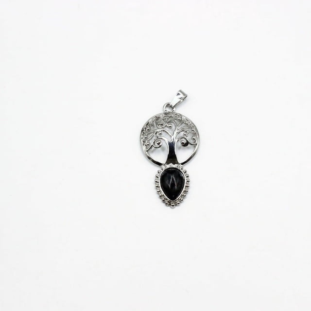 Nvzi Colgante de collar, hecho a mano para collares de hombres y mujeres, colgante en forma de gota de árbol de la vida (negro)