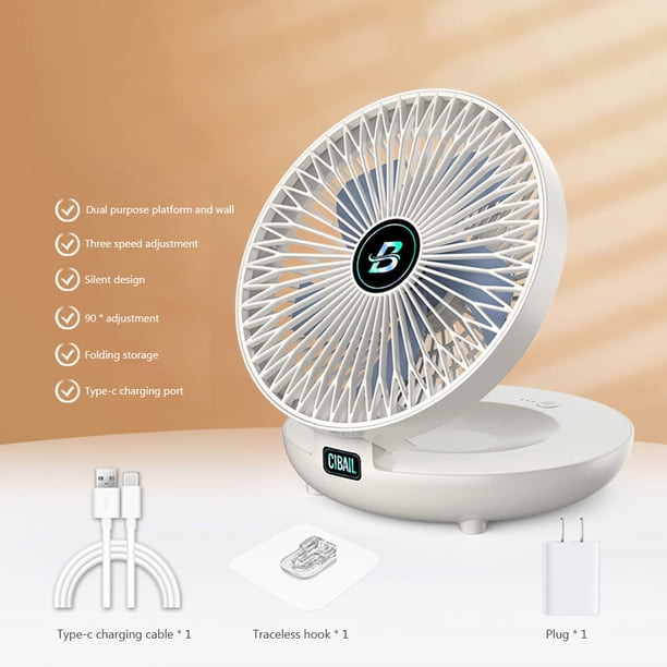 Mini ventilador ajustable con clip, 3 velocidades, ventilador de escritorio USB ajustable para el hogar (negro)