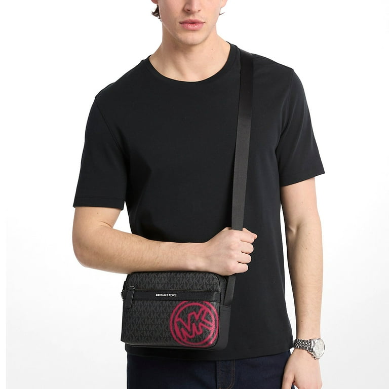 MICHAEL KORS メッセンジャーバッグ 黒/赤 Michael Kors Cooper Men's Signature Logo Crossbody Bag with