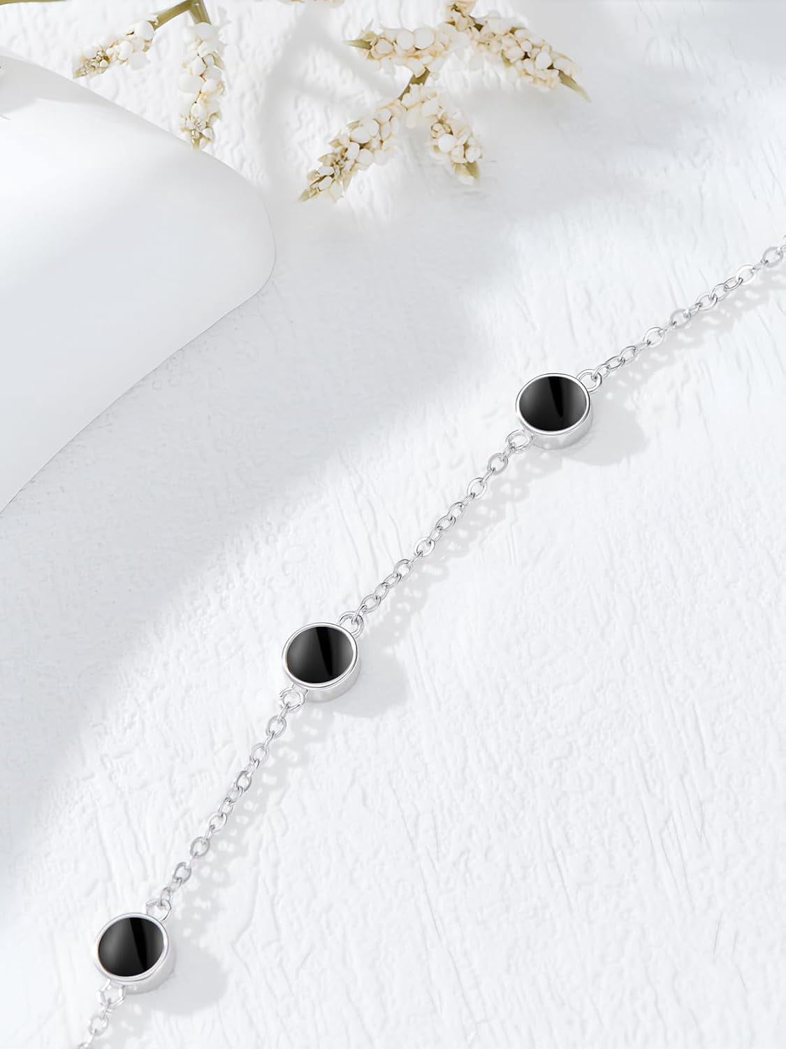 Ankle Bracelet for Women 925 Sterling Silver Natural Stone Bracelet Anklet Summer Beach Jewelry Birthday Gifts for Mom
