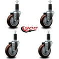thumbnail image 2 of 4 Inch Maroon Poly Wheel Swivel 1-1/4 Inch Expanding Stem Caster Set SCC, 2 of 2