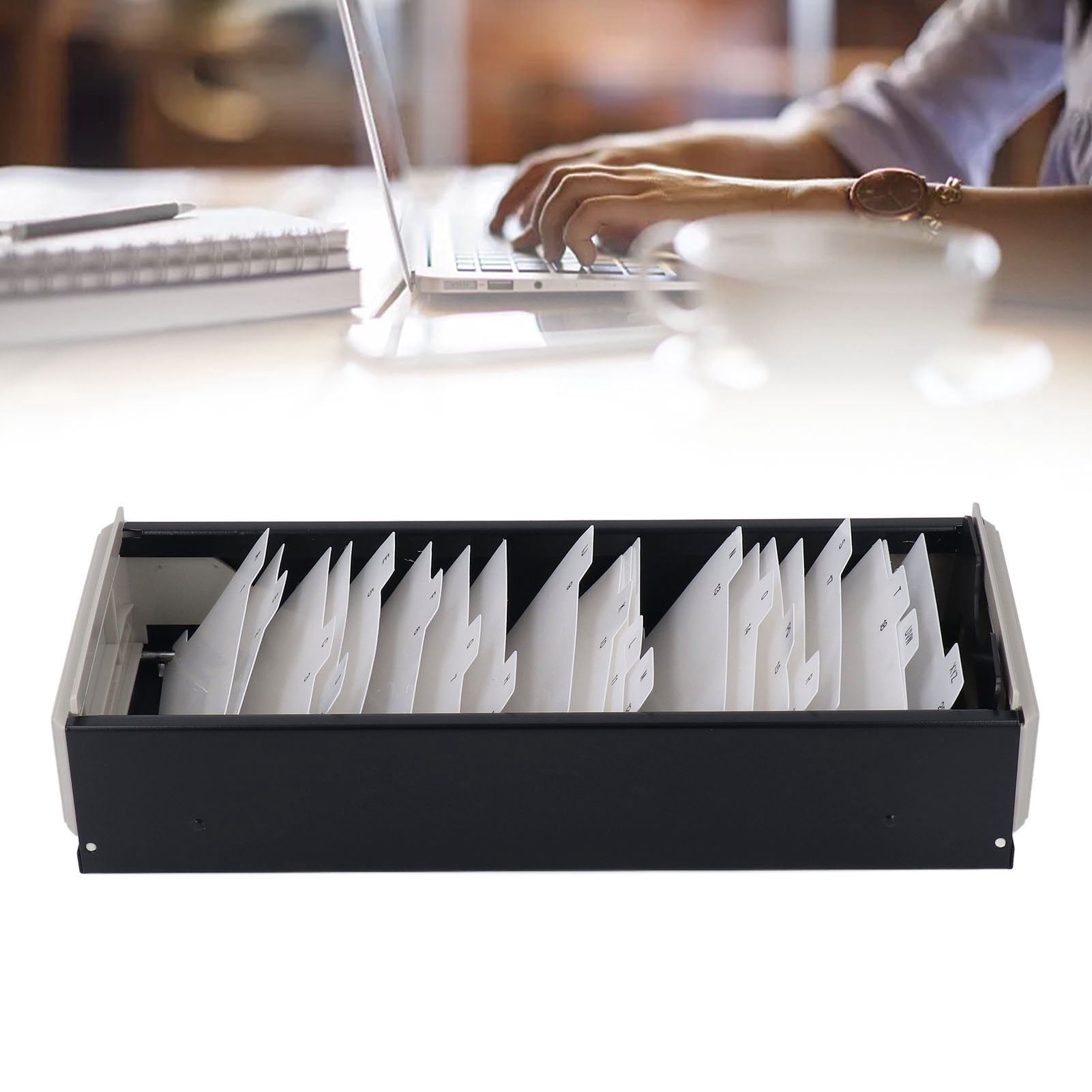 Riousery Index Card Holder Hold 800 Business Cards A To Z Organizer Box with High Transparent Cover for Office and Desktop Black 11.02 x 5.12 x 3.15 inches / 28 x 13 x 8 cm